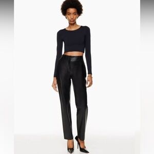 Aritzia Babaton Command Vegan Leather Pant in Black Sz 00